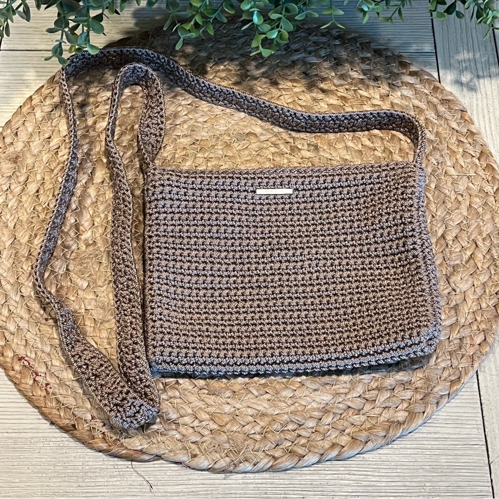the sak Vintage Crossbody/Shoulder Crochet Knit Taupe Bag 90's Y2K